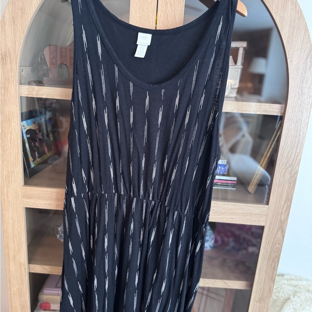 H&M Black Patterned Sleeveless Dress XXL Beach Summer Spring Cover-up Casual